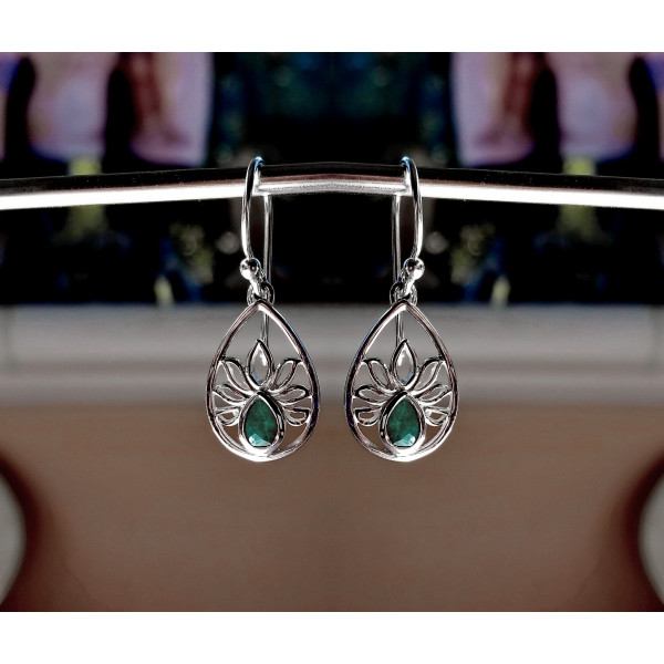lotus flower design with faceted gemstone earrings
